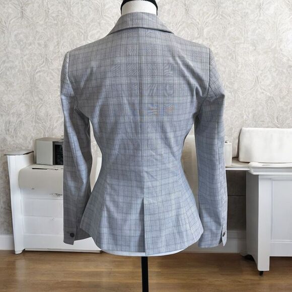 Zara Basics Gray Blazer Plaid/Checkered Tailored Fit Size 2 - Picture 2 of 8